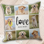 Almofada Colagem Personalizada de Fotos de Pet de Impressão<br><div class="desc">AMOR! Celebre seu melhor amigo com um travesseiro de colagem de fotos de cão exclusivo e personalizado. Surpreenda seu amante favorito de cachorro, o tempo é um aniversário, Dia de as mães, dia de os namorados ou Natal com esse travesseiro de cachorro-foto de amor fofo. Este travesseiro de foto de...</div>