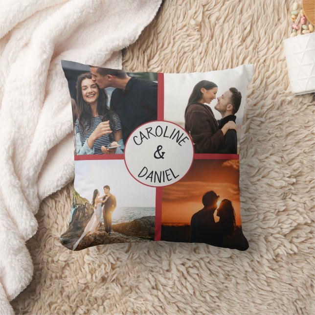 Almofada Colagem personalizada de fotos e nomes do namorado (Cobertor)