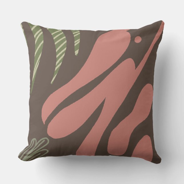 Almofada Colagem Tropical Abstrato Boho Pelicano Moderno (Frente)