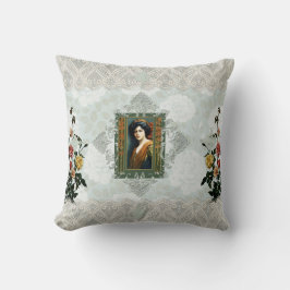 Almofada Colagem Vintage Retro com rendas e flores