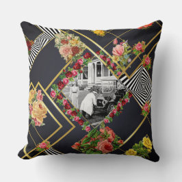 Almofada Colagem Vintage Retro com rendas e flores
