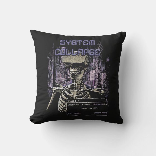 Almofada Colapso do Sistema - Streetwear Techno-Dystopian (Frente)