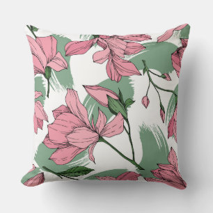 Almofada Colar com desenho de tinta Magnolia Sage cor-de-ro