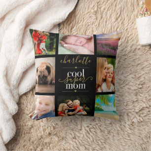 Almofada Colar de Fotos Super Mãe Legal Personalizado 8 Fot