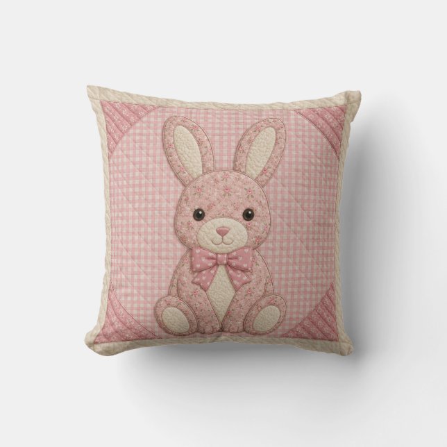 Almofada Colcha de Coelhinho Rosa (Frente)