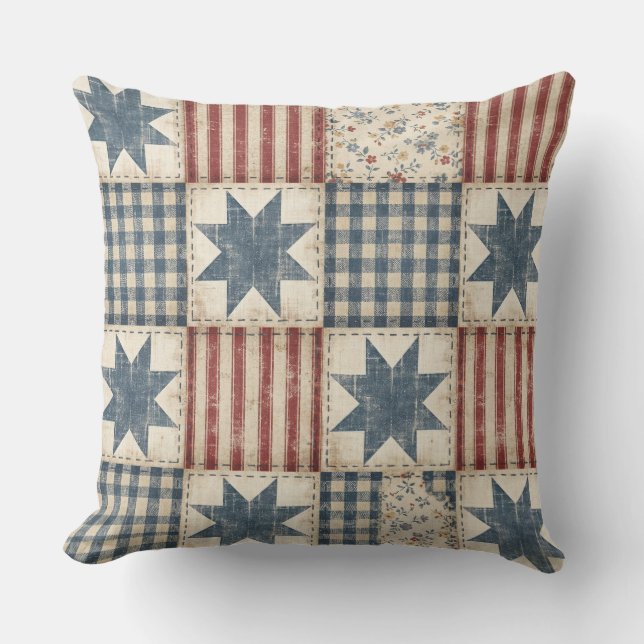 Almofada Colcha de Retalhos Americana Rústica (Frente)