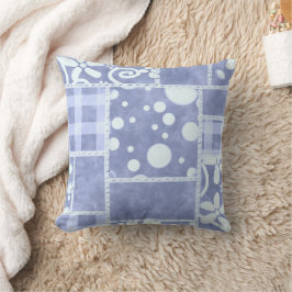 Almofada Colcha Louca Xadrez Azul Floral Personalizada 