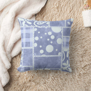 Almofada Colcha Louca Xadrez Azul Floral Personalizada