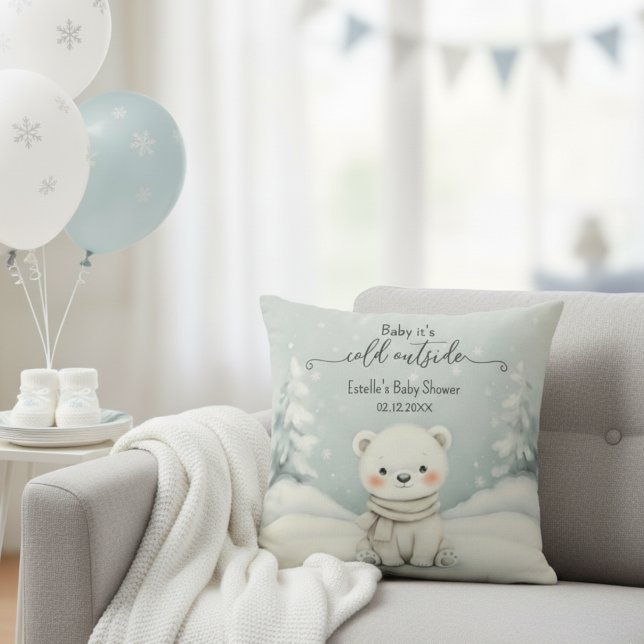 Almofada Cold Outside Winter Gender Neutral Baby Shower (Criador carregado)
