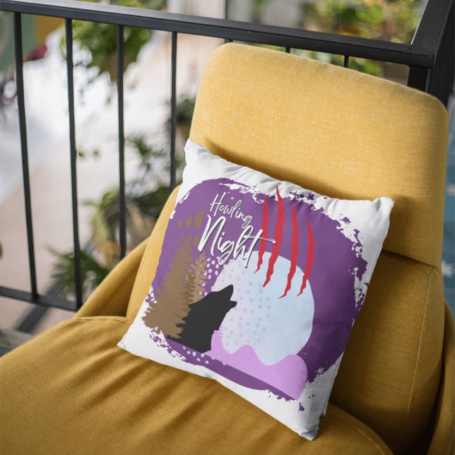 Almofada Coleção de Carimbo de Halloween "Howling Night" 16 (Halloween Stamp collection - Howling Night Throw pillow from The Beekeeper Store)