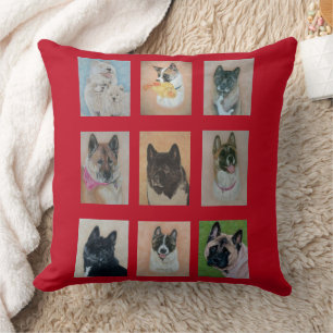 Almofada coleção de retratos de cachorro akita design