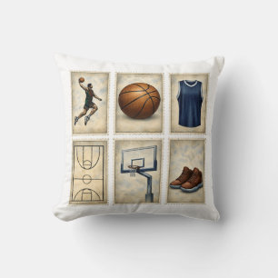 Almofada Coleção de Selos de Basquetebol Vintage