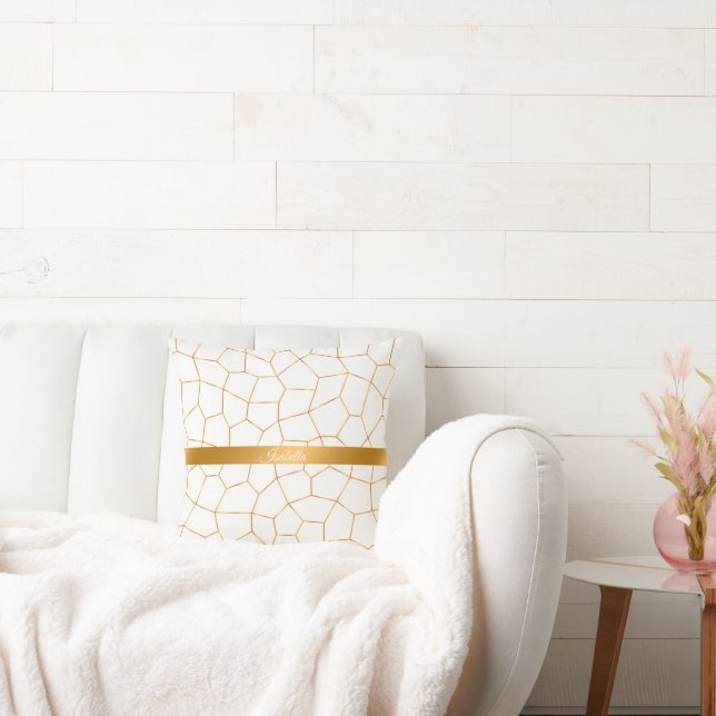 Almofada Coleção de Vidros Dourados Brancos Elegante Modern (Sofá)