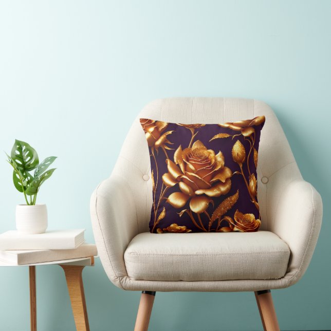 Almofada Coleção Moderna de Rosa Dourada de luxo (Cadeira)