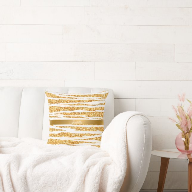 Almofada Coleção Popular de Tigres Boho com Brilho Branco D (Sofá)