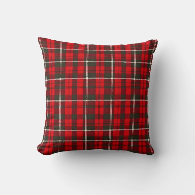 Almofada Coleção Popular Tradicional Vermelha Xadrez Tartan (Frente)