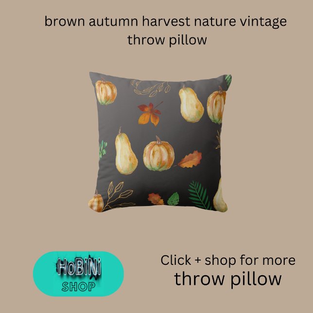 Almofada colheita de outono castanha vindima (brown autumn harvest nature vintage throw pillow)