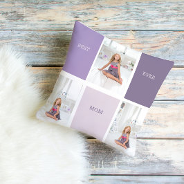 Almofada Collage Foto Roxa Melhor Mãe Já Presente