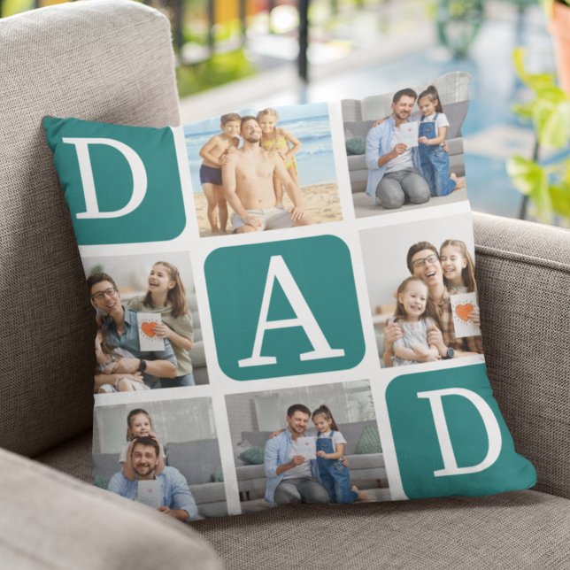 Almofada Collage of photos of children, Gift for Dad (Criador carregado)