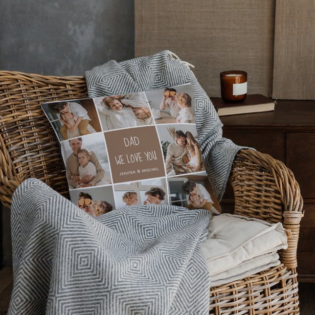 Almofada Collage Photo Pai We Love You Happy Dia de os pais (Criador carregado)