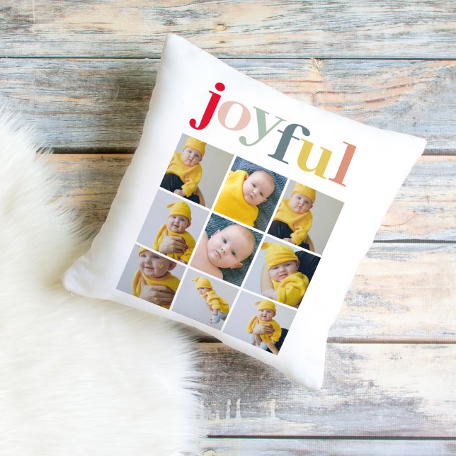Almofada Collage Photo | Presente de férias alegres (Criador carregado)