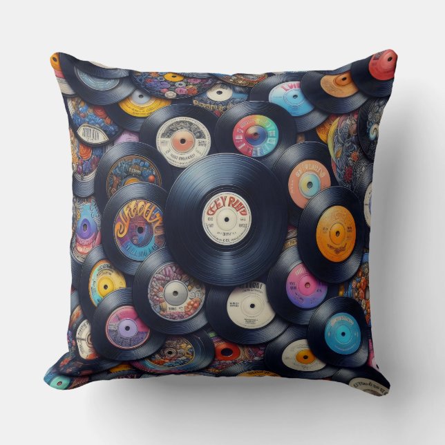 Almofada Collection Vinyl Record Pattern 80s Retro Spectrum (Frente)