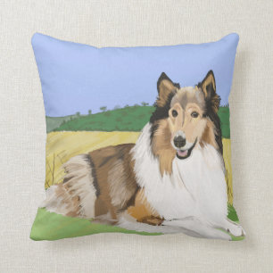Almofada Collie áspero com campos