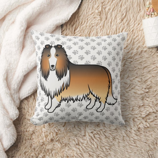 Almofada Collie Áspero Sable Cachorro de Desenho Animado Fo (Cobertor)