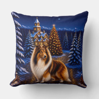 Almofada Collie de Pelo Grosso de Férias