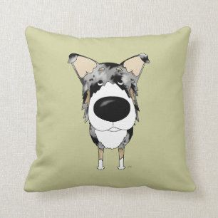 Almofada Collie liso azul de Merle do nariz grande