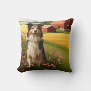 Almofada Collie Padrão na Fazenda