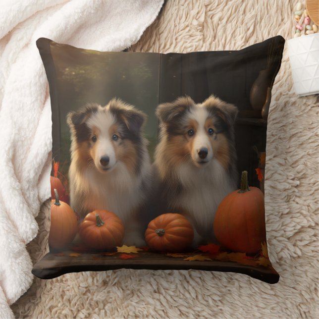 Almofada Collie Puppy Autumn Delight Pumpkin (Cobertor)
