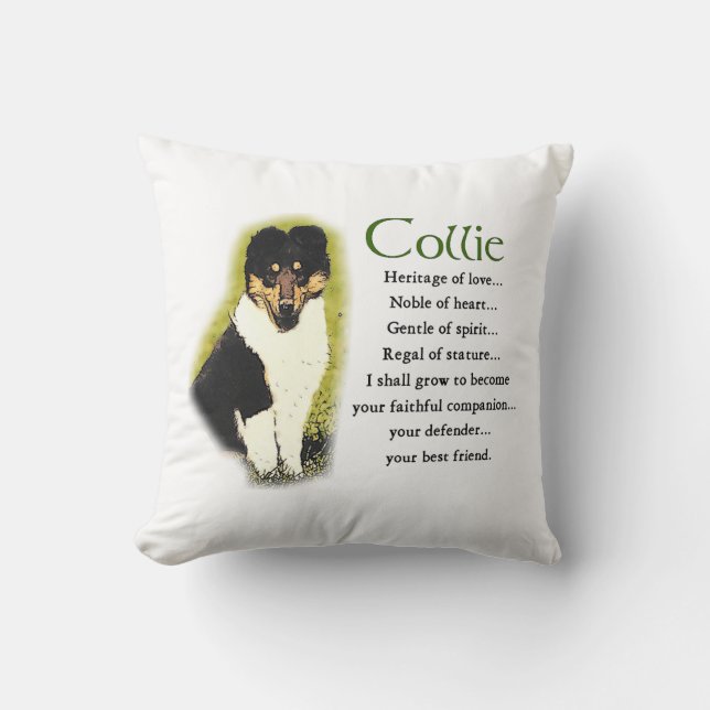 Almofada Collie Puppy de três cores (Frente)