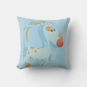 Almofada Coloque O Cachorro No Fundo Azul Para Uma Caminhad