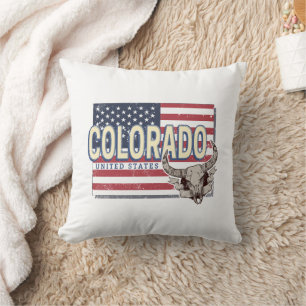 Almofada Colorado United States Retro State Map Vintage EUA