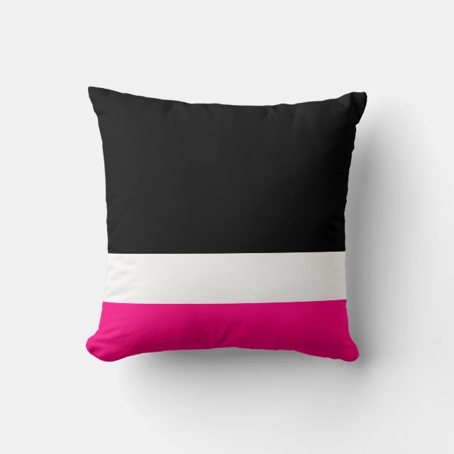 Almofada Colorblock Preto Branco Rosa (Frente)