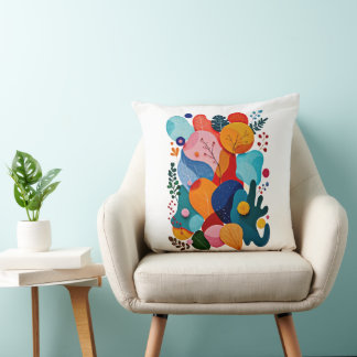 Almofada Colorful Abstract Organic Shapes Boho Floral