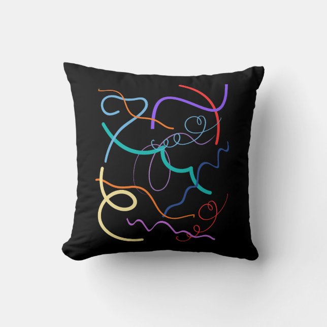 Almofada Colorful Abstract Wavy Lines Pattern (Frente)