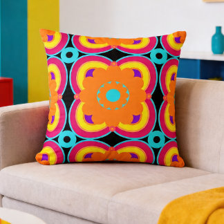 Almofada Colorful Bold Retro Geometric Floral
