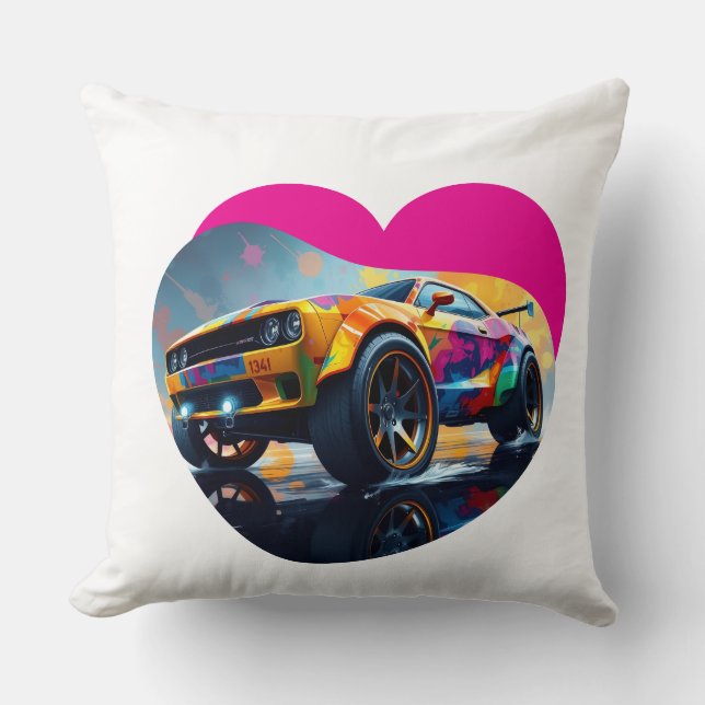 Almofada Colorful car Throw Pillow (Frente)
