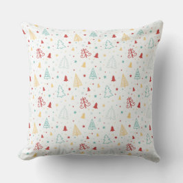 Almofada Colorful Christmas Trees & Stars Pillow