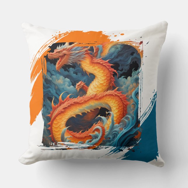 Almofada Colorful dragon Throw Pillow (Frente)
