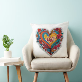 Almofada Colorful Floral Heart Love | Romantic Design