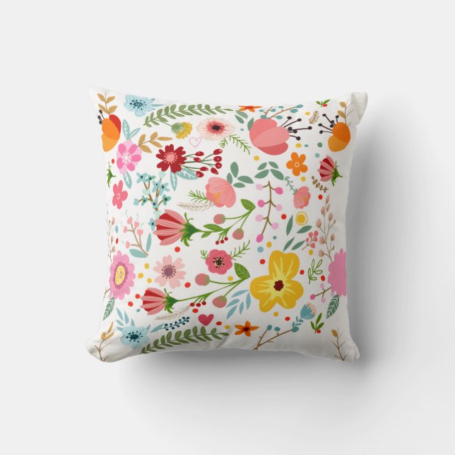 Almofada Colorful Floral Pattern Pillow (Frente)