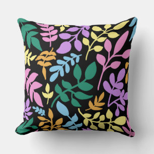 Almofada Colorful foliage in black background