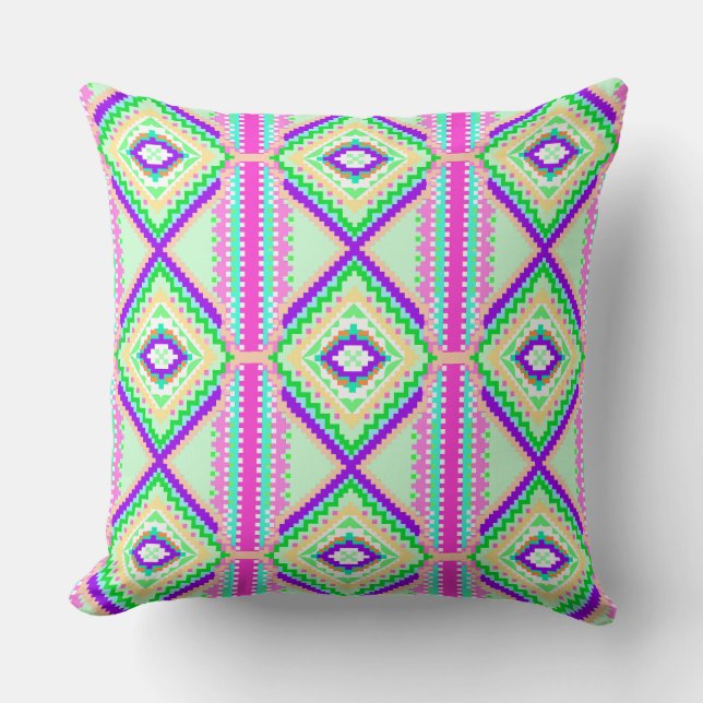 Almofada Colorful Geometric Boho Pattern (Frente)
