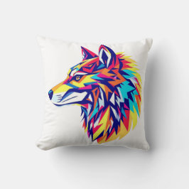 Almofada Colorful Geometric Wolf Throw Pillow