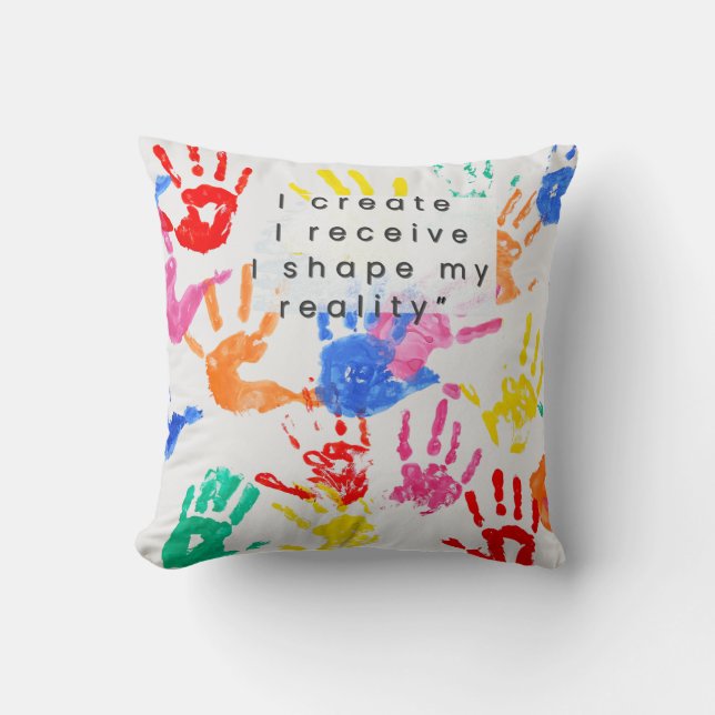 Almofada Colorful Handprint Pattern Throw Pillow (Frente)