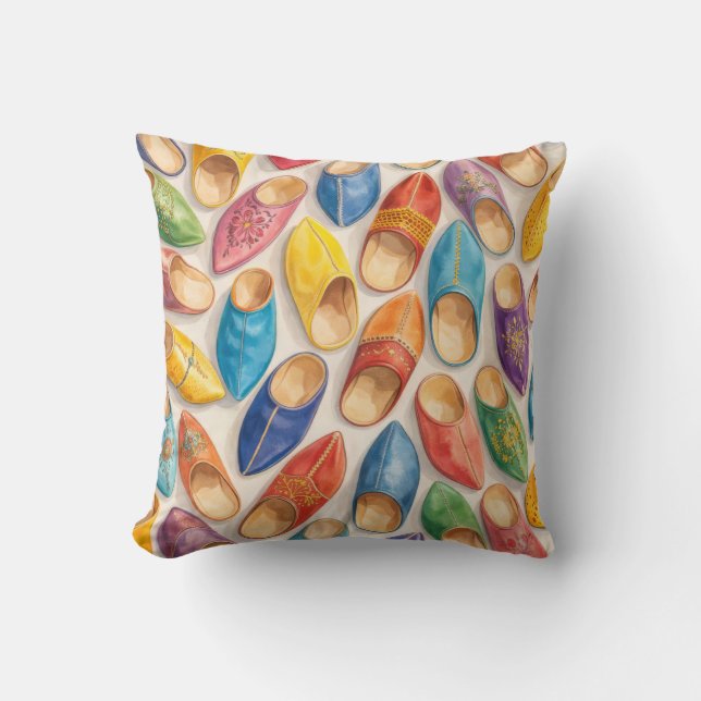 Almofada Colorful Moroccan Babouche Slippers (Frente)
