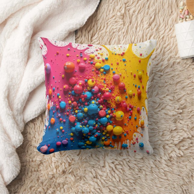 Almofada Colorful Paint Splatter Pillow (Cobertor)